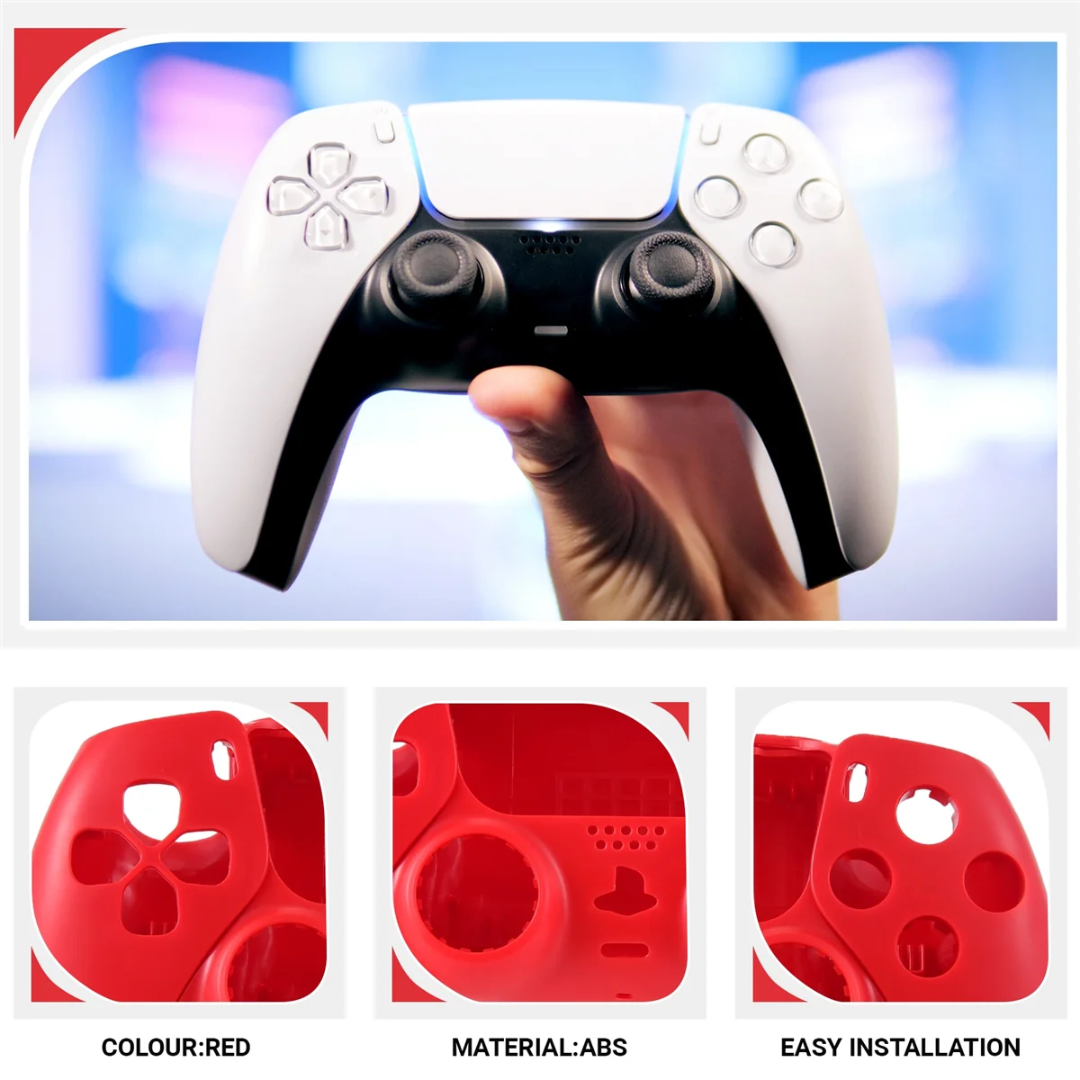 

B49CRepair часть для PS5 BDM-010 Корпус контроллера Корпус игрового контроллера Крышка с кнопками Красный