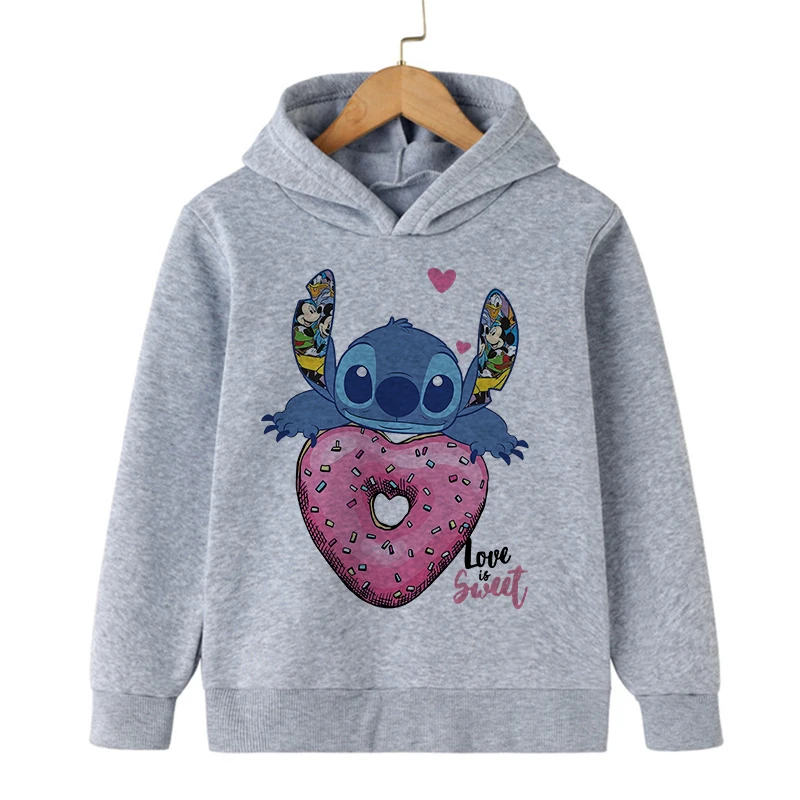 Clothes New in Disney Stitch Hoodie Children Cartoon  Kid Girl Boy Lilo and Stitch Sweatshirt Hoody Baby Casual Top