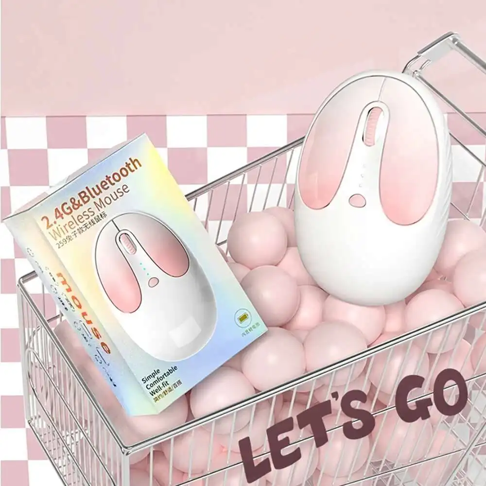 2.4G Bluetooth Dual Mode Draadloze Optische Muis Draagbare Schattig Konijn Vormige Type-C Oplaadbare Muizen voor Laptop PC Tablet iPad