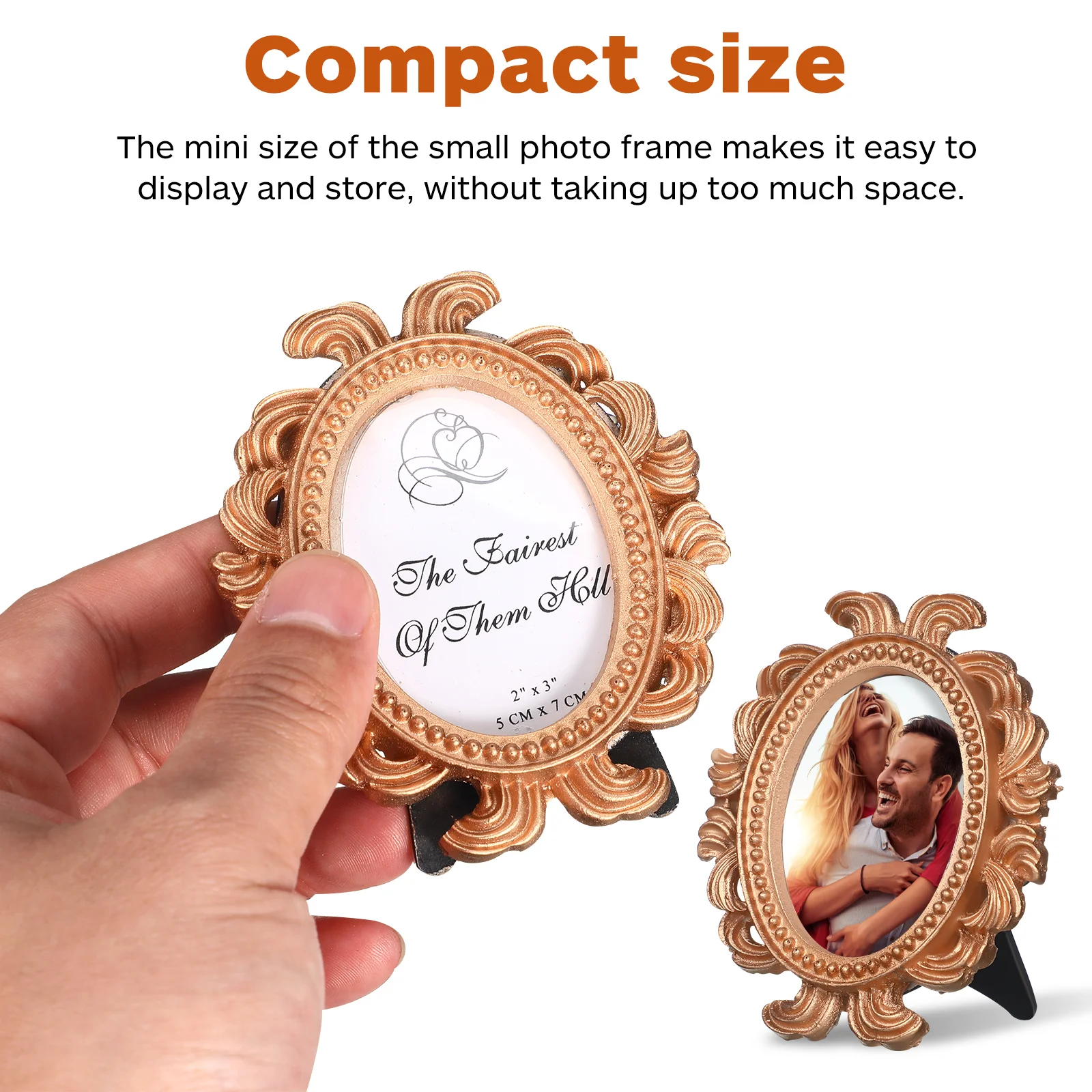 4 Pcs Gold Photo Frames Retro Decor Mini Picture Tiny Small Baroque Decorate Ornaments Vintage