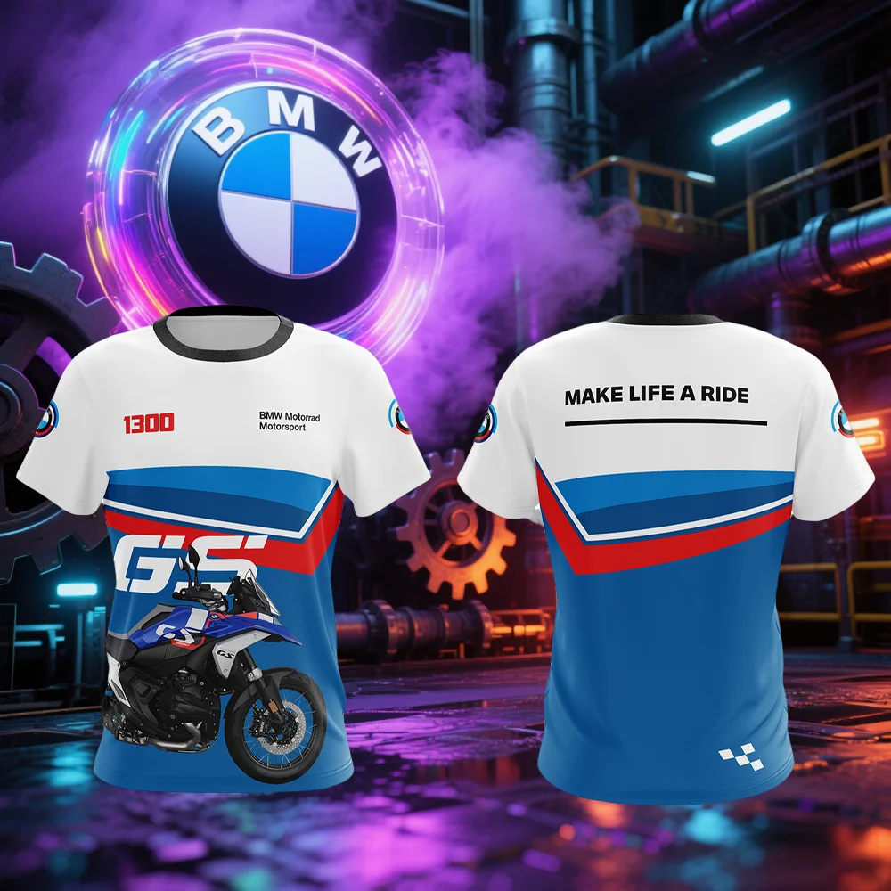 

Racing BMW Motorcycle T-shirt Men's T-shirt BMW Fashion Print T-shirt Summer Sweat-absorbing Breathable Quick-drying T-shirt
