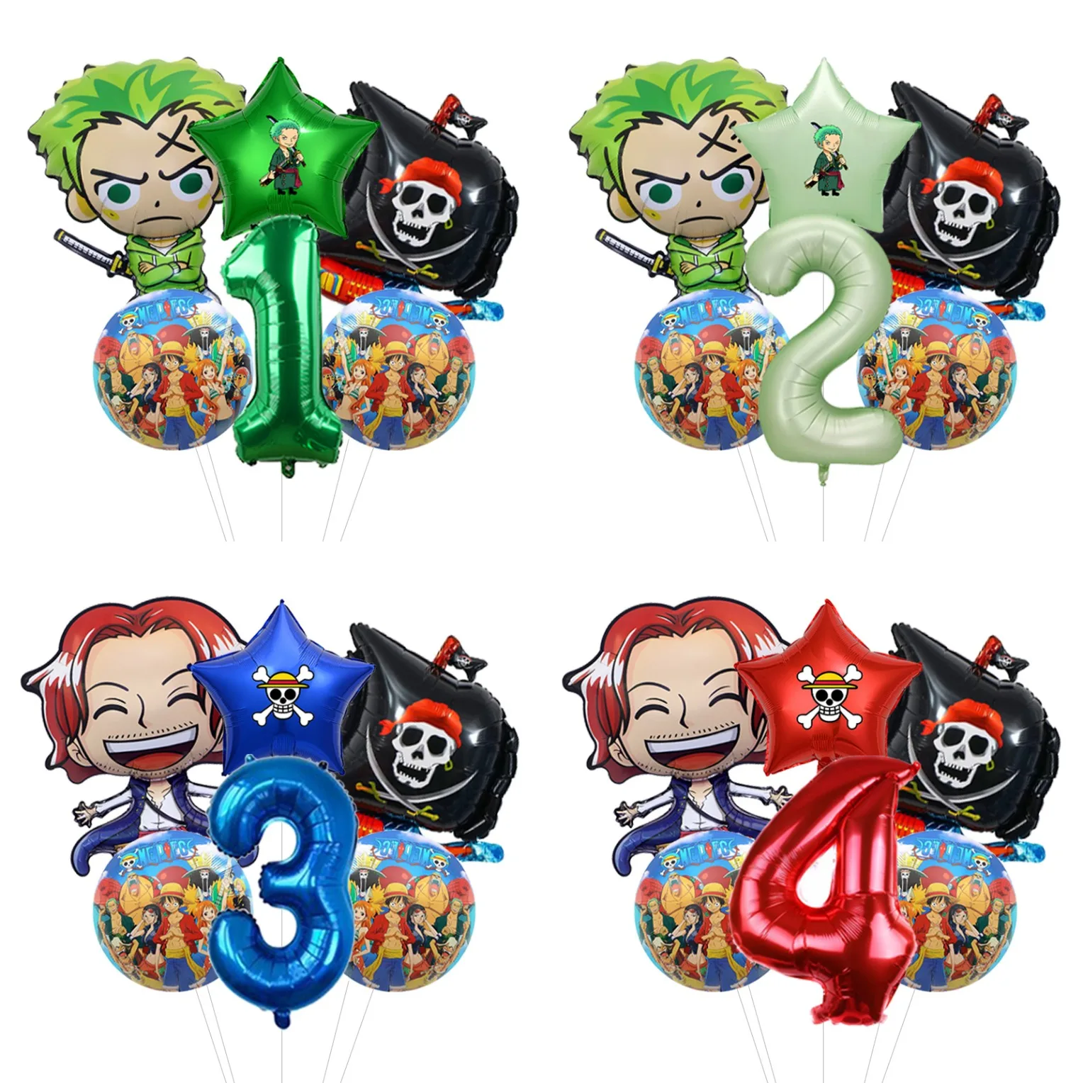 Globo de Mylar de 18 pulgadas con diseño de sombrero de paja del Capitán de One Piece, ideal para fiestas, relleno de helio o aire.