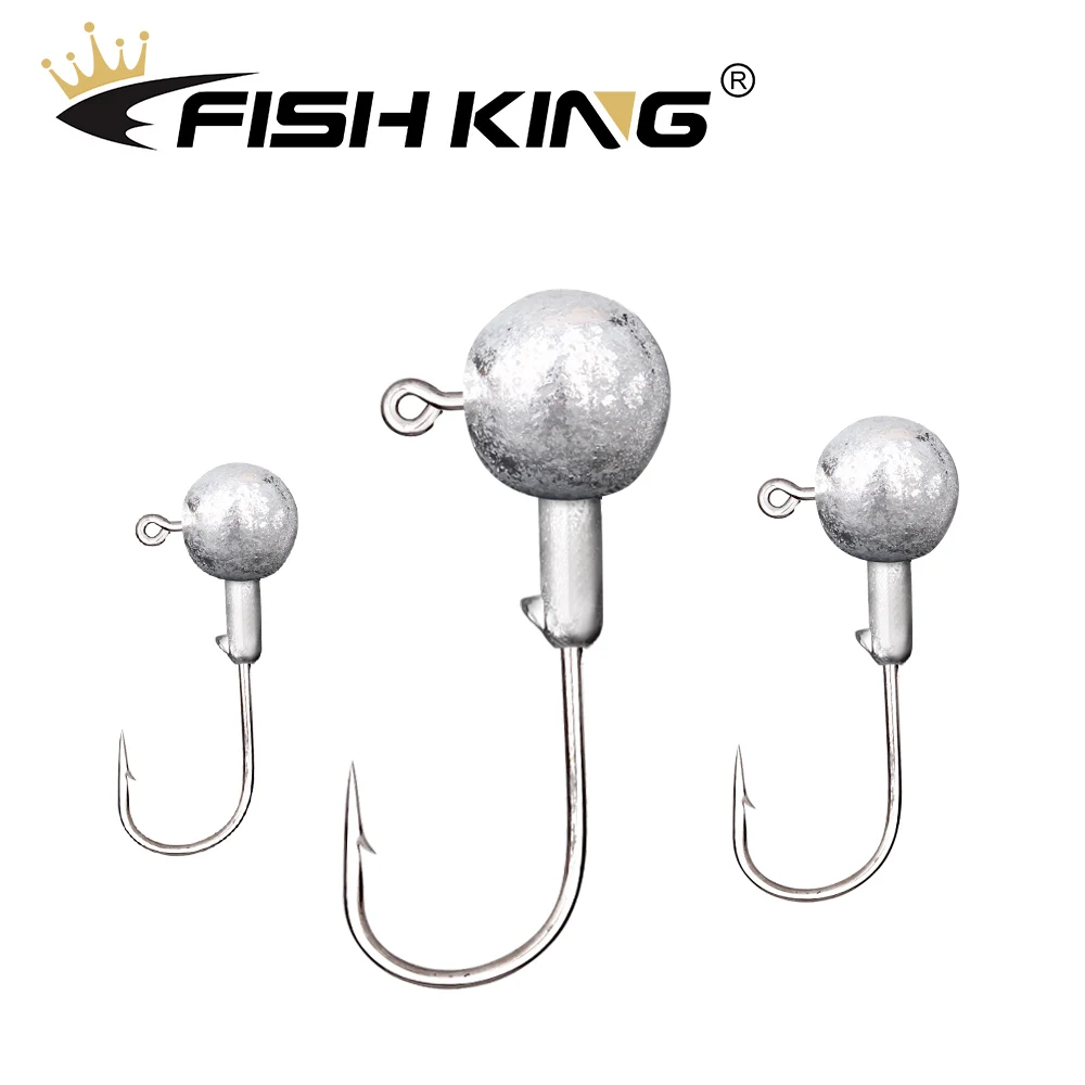 FISH KING Jig Head Rig cebos de pesca anzuelos señuelos blandos accesorios de pesca 1g/1,5g/2G/3,5g/5g/7g/10g/14g /20g