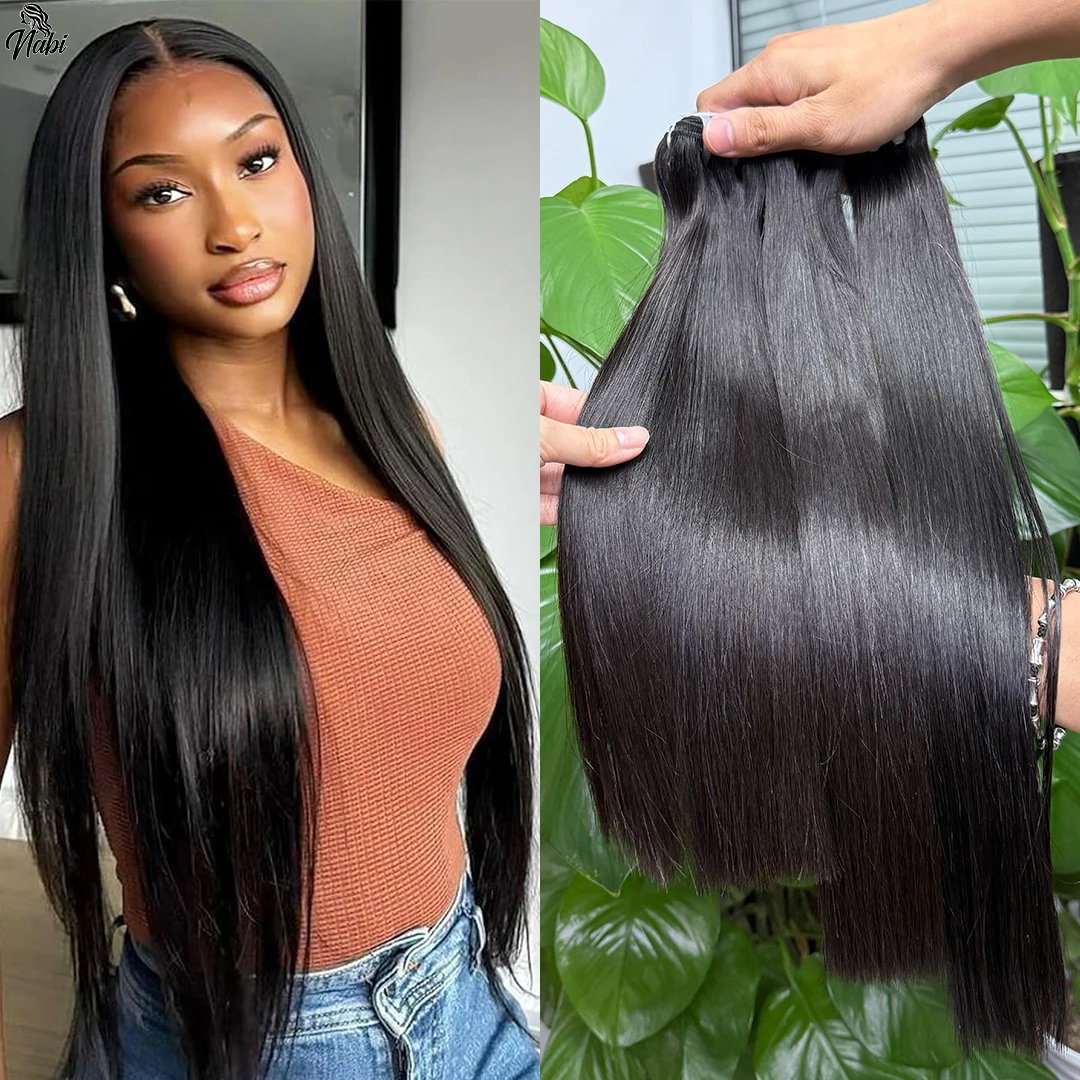 

Пучки человеческих волос Nabi с кружевной застежкой 13X6 HD, натуральная вьетнамская средняя часть 16A, прямая кость для плетения париков, без выпадения