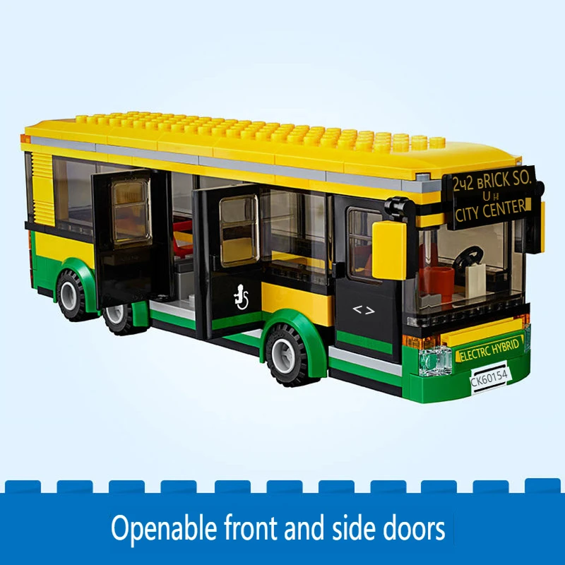 Bus station City Series Car Transporter Bus Truck Boy Assembling Building blocks Children\'s Toys MOC Model New product