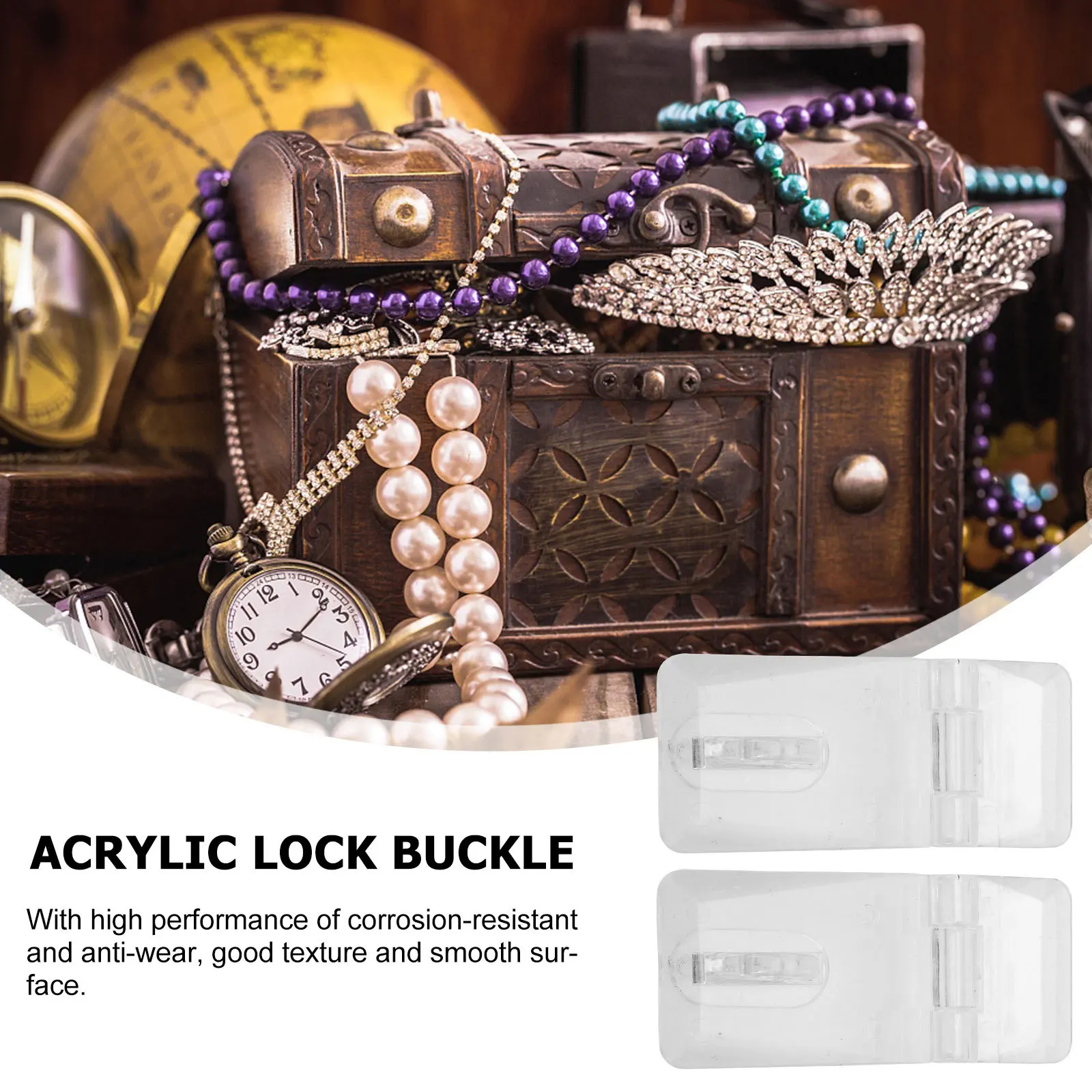 

20Sets Transparent Acrylic Lock Hasp Smooth Hinge Buckle for Woodworking Projects Case Door Secure Closure Strong