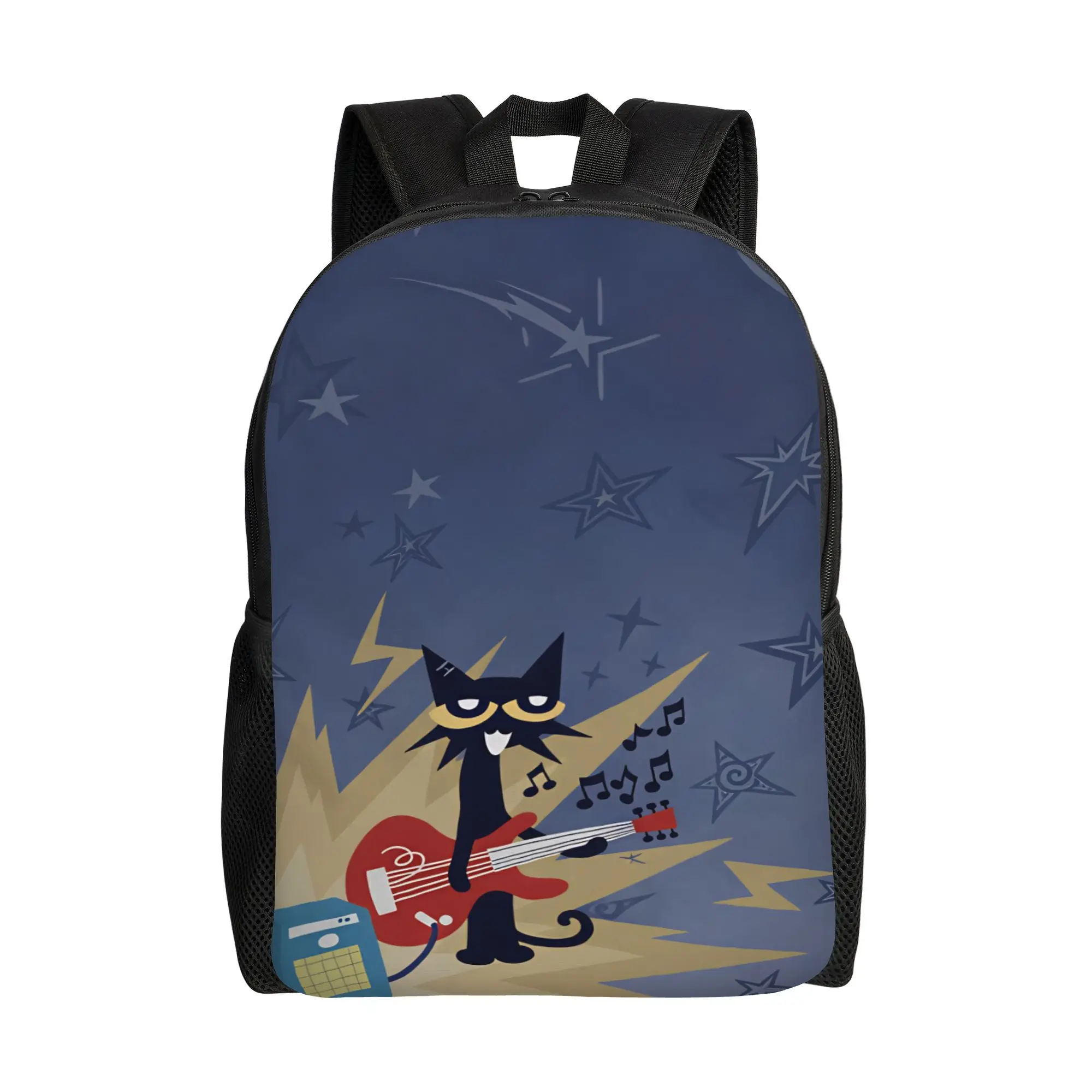 Pete The Cat Stars Comic Backpack Teen  Breathable Backpacks Polyester Casual High School Bags Sport Custom Rucksack