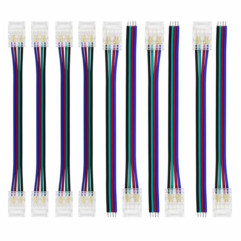 5/10pcs 8mm Wide 4pin Symphony Cob Low Voltage Colorful Rgb Color-changing 10mm Solder-free Crystal Fast Solder-free