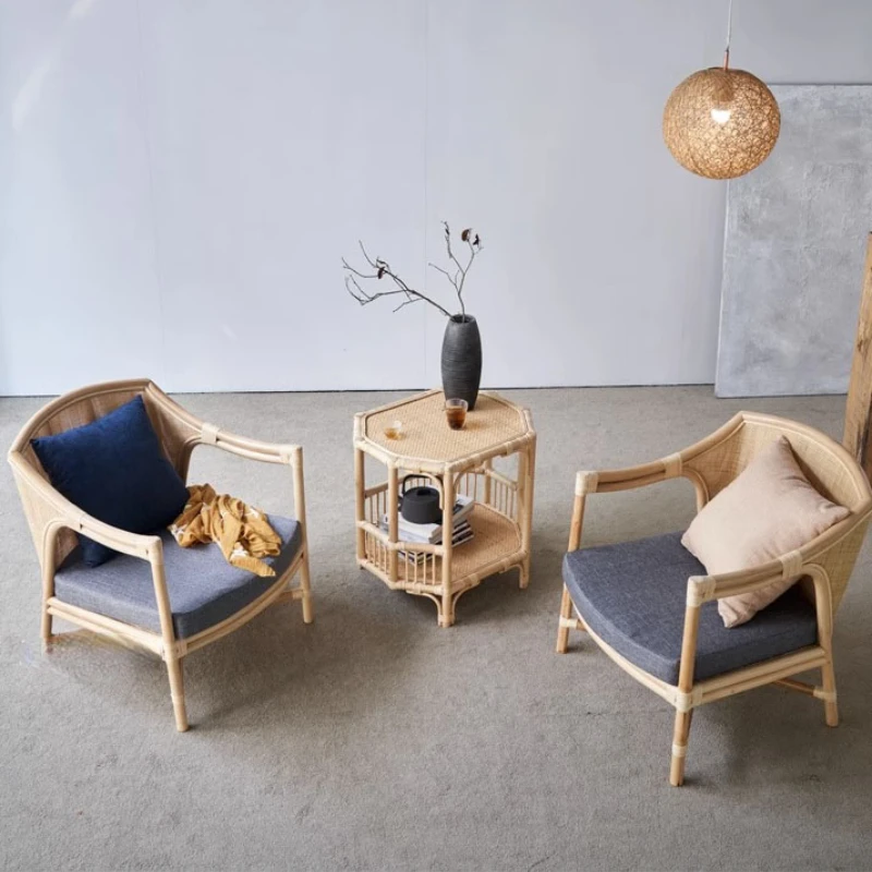 

Стул из ротанга для отдыха, комплект из трех предметов, стул из натурального ротанга для дома, гостиной, балкона, стол и стул для отдыха на открытом воздухе с защитой от солнца