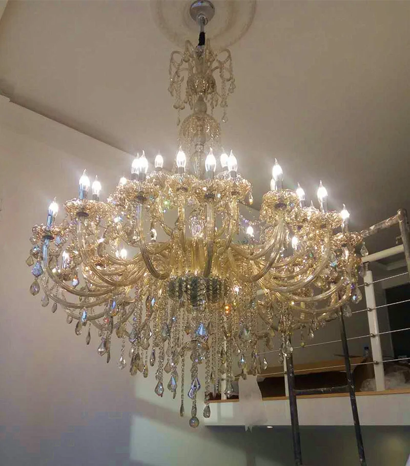 Church 24-45 pcs large cognac chandeliers crystal lighting led lustres de cristal hotel living room modern chandelier Pendientes