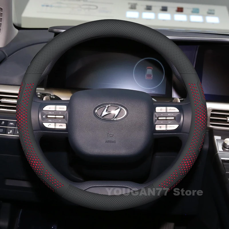 

Leather Car Steering Wheel Cover For Hyundai NEXO 2018-2021 2022 Non-slip Auto Steering Wheel Hyundai NEXO Accessories