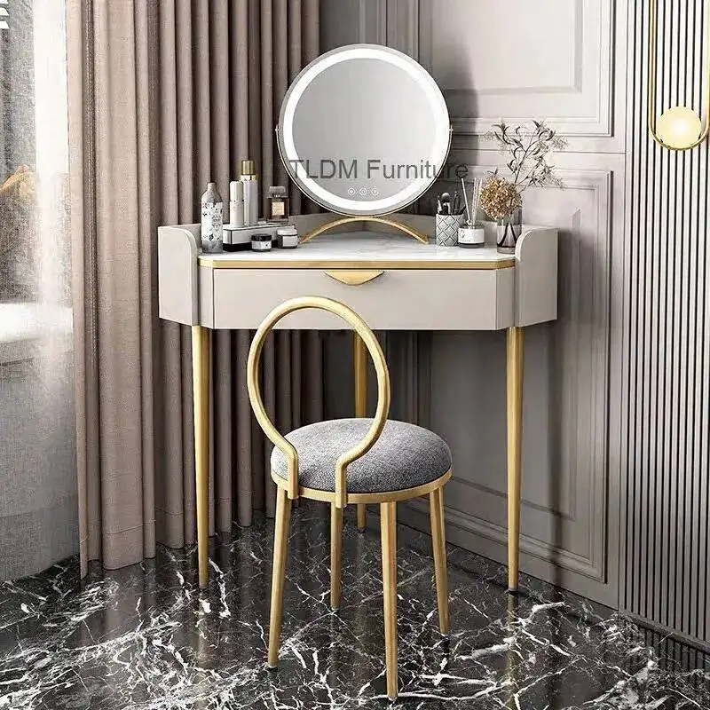 

Modern Light Luxury Slate Dressers Nordic Home Furniture Simple Bedroom Wood Corner Dressing Table Designer Storage Makeup Table