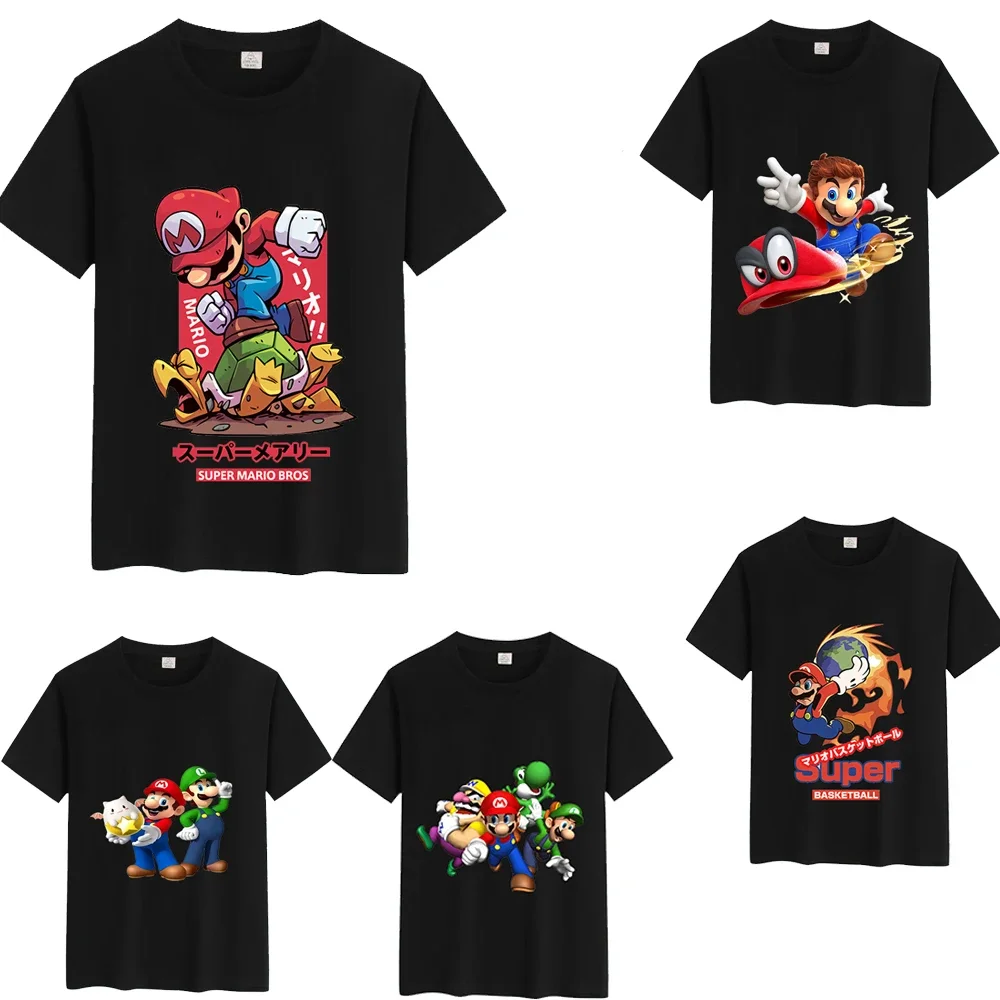 Cartoon Marios Printed Teen Children T-shirt 2024 Summer Short Sleeve Cotton Tshirt Kid Boy Girl Clothing Fashion Baby Tee Top