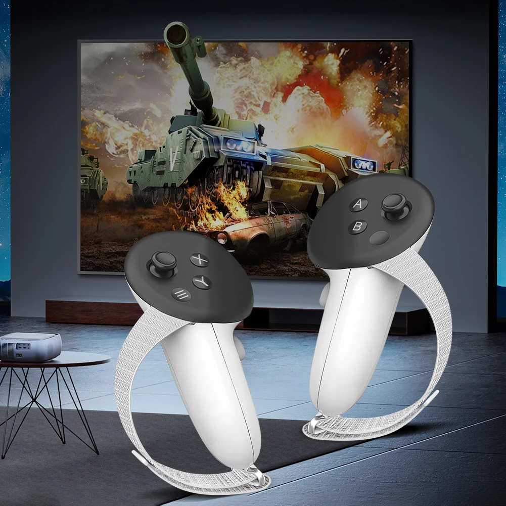 

Adjustable VR Controller Grips Knuckle Straps Anti-Slip Anti-Fall with Battery Cover Handle Strap Replacement for Meta Quest 3