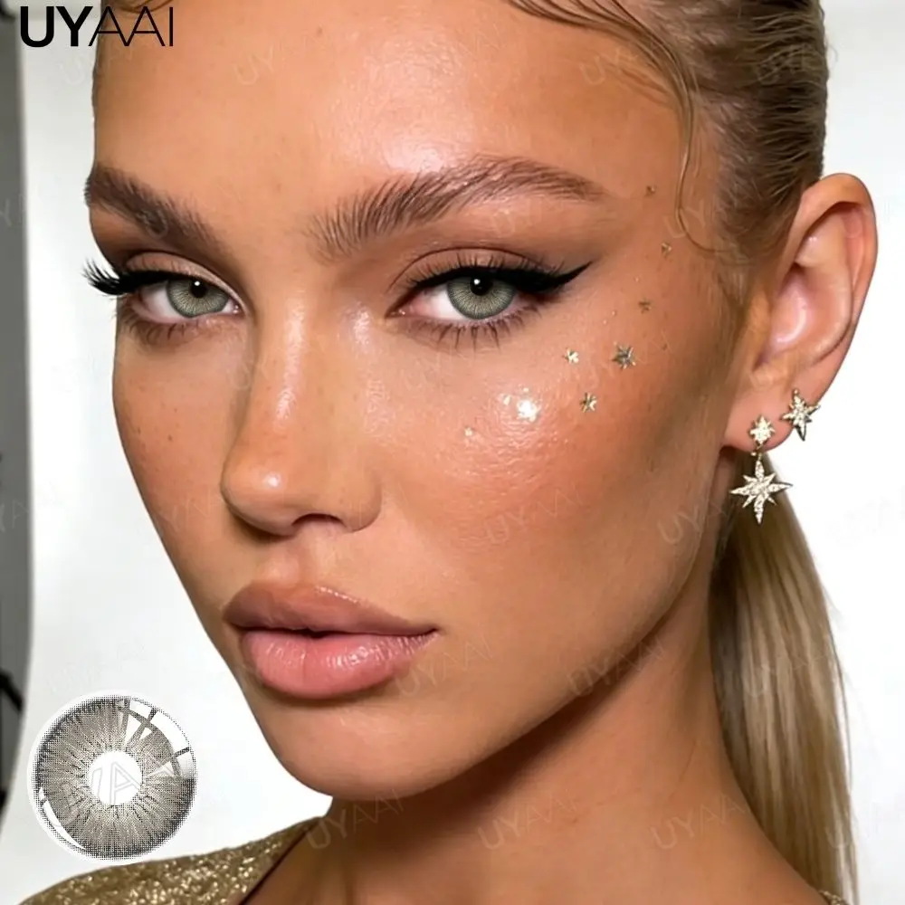 UYAAI 1 Paar farbige Kontaktlinsen für die Augen, natürliche braune Linsen, Schönheitslinsen, graue Linsen, Augenkontaktlinsen für Frauen, hochwertige Linsen – Detail 9