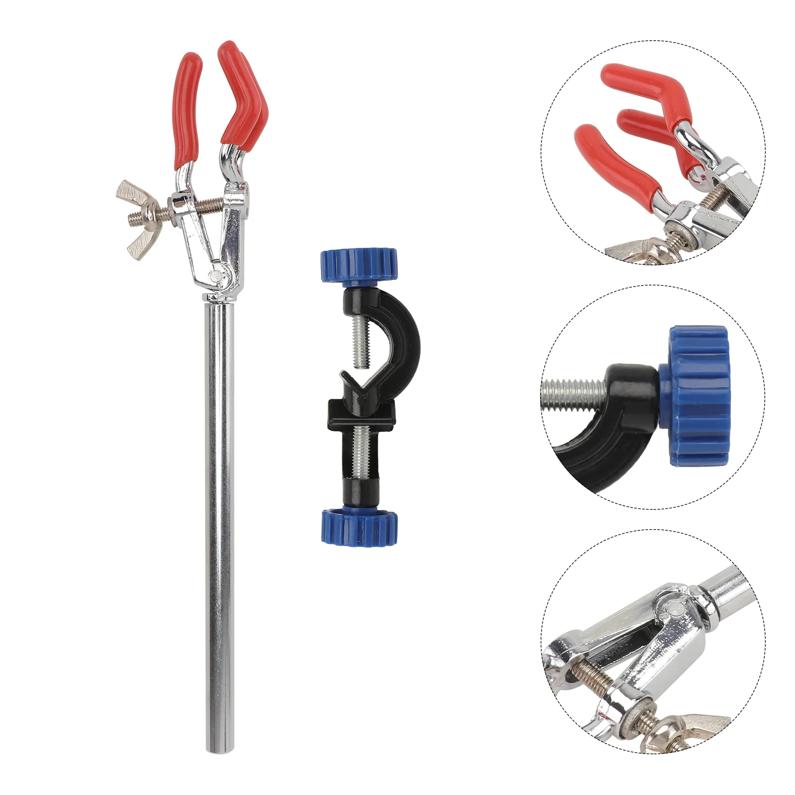 

Lab Stand Labs Burette Clamps Prong Finger Labs Clamps with Laboratory Stand Clip (Three-jaw clamp + aluminum cross clamp)