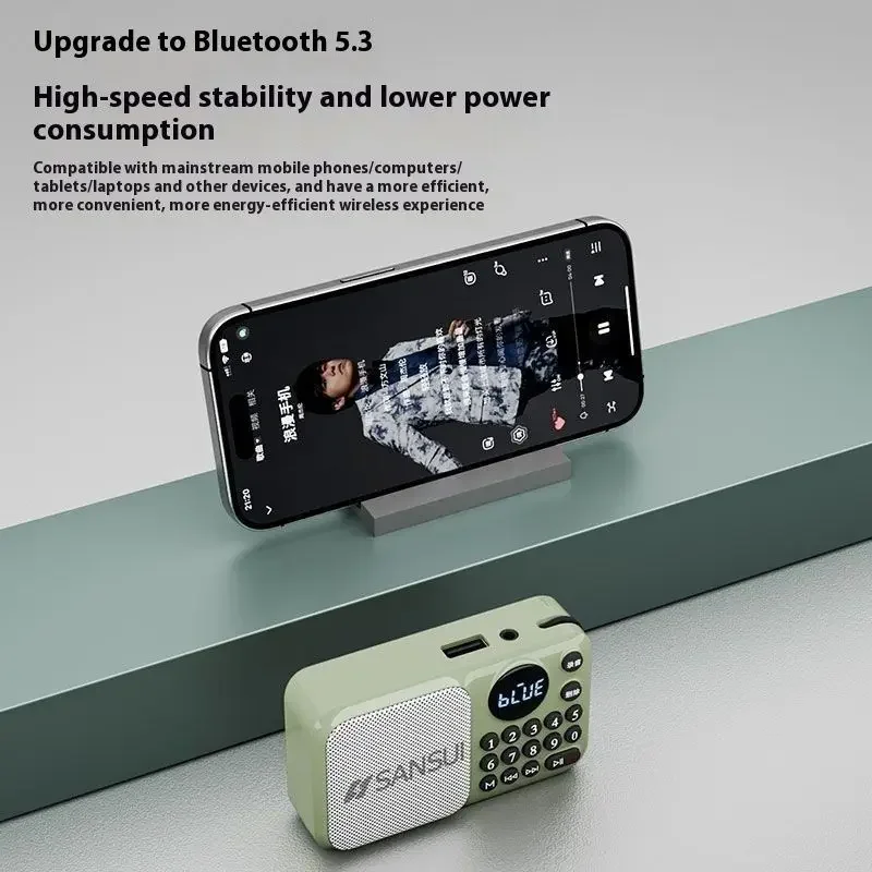 Portable Bluetooth Speaker Digital Display MP3 Player Support Recording TF Card USB Disk Number Key Wireless Stereo Speaker