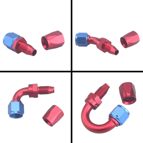 Imagen 2 del producto 2 uds Universal negro AN4 AN6 AN8 AN10 recto 45 90 180 grados aceite combustible giratorio manguera extremo montaje aceite manguera extremo adaptador Kit