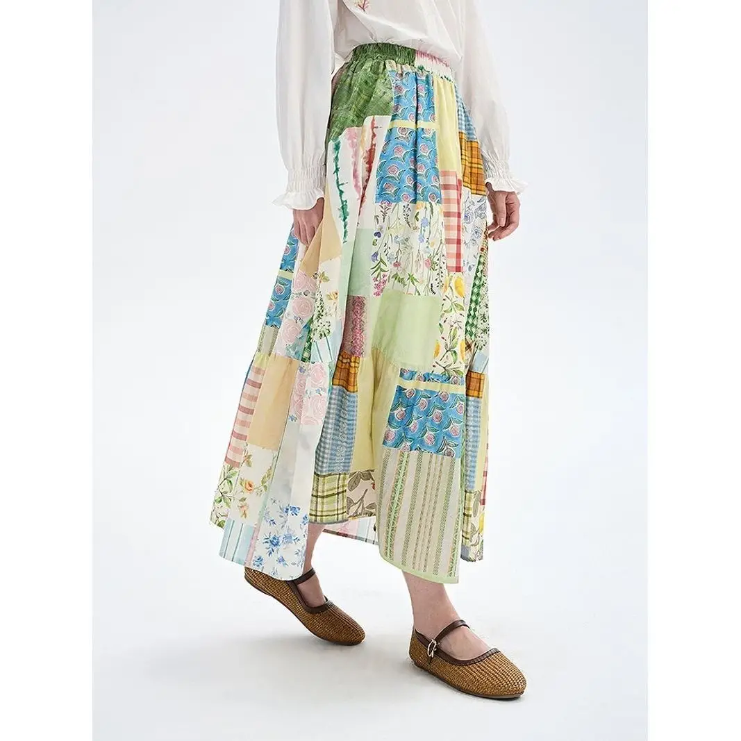 

Gagarich 2025 Summer New Design High Waist Half Length Skirt Women Elastic Waist Slimming Flower Waist Half Length Skirts