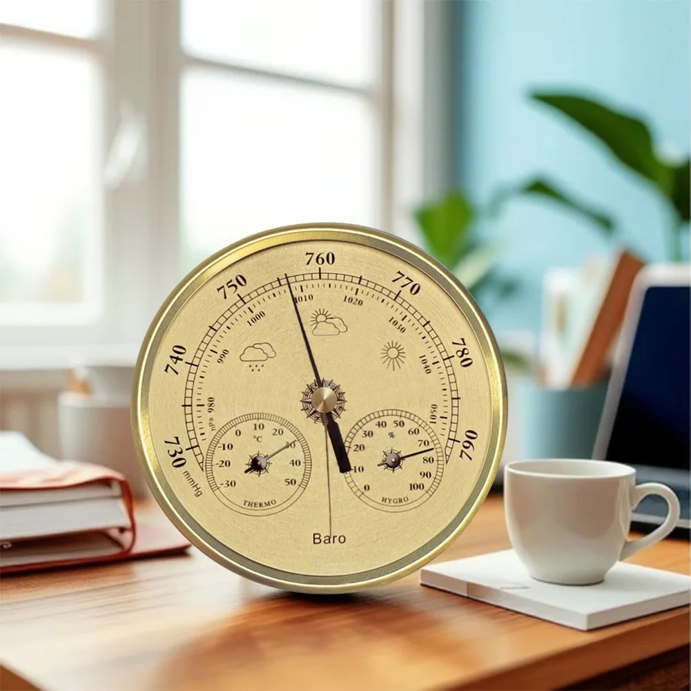 

130MM Mechanical Weather Station 3in1 Thermometer Hygrometer Barometer for Indoor Outdoor Weather Monitoring and Forecasting
