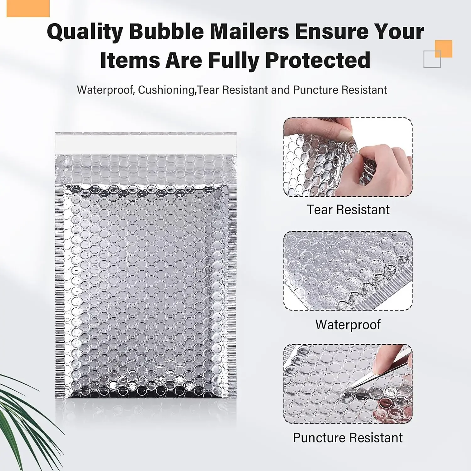 Buste a bolle d'aria argentate da 50 pezzi Buste metalliche Sacchetti per imballaggio per spedizione Forniture per piccole imprese in argento Mailer Mailing