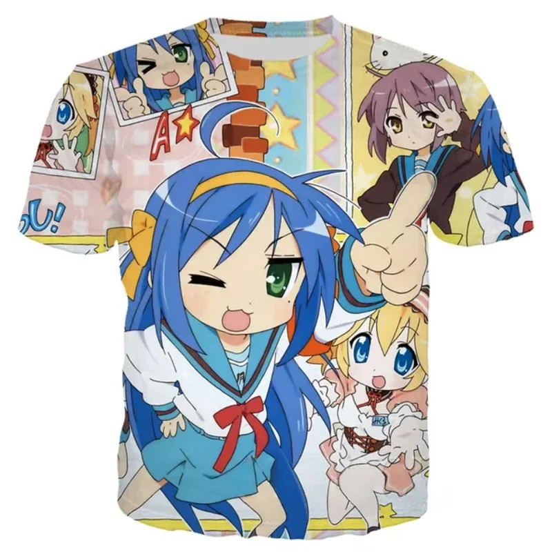 2024 Lucky Star Unisex  Anime T Shirt Mens Women Cartoon Loli Oversized Sports 3D Printed Harajuku Streetwear Kid Tops