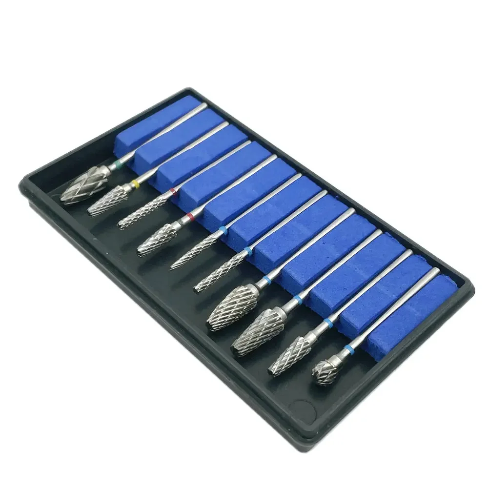 10pcs/set Dental HP Tungsten Carbide Cutter KIT Dental Burs Drills Tungsten Steel Material 2.35mm