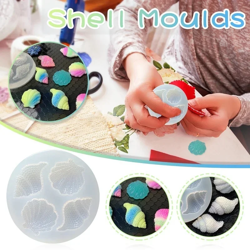 Multi-faceted Shell Conch Mirror Epoxy Silicone Abrasive Simulation Shell Crafts Decoration Mold Chocolate Cake Baking Tool