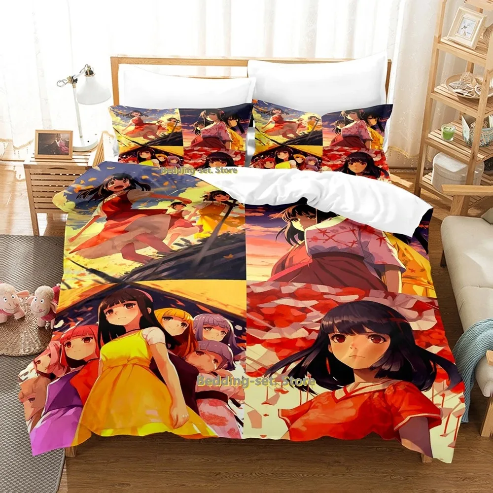 

2024 Bakemonogatari Bedding Set Single Twin Full Queen King Size Bed Set Adult Kid Bedroom Duvetcover Sets Anime Bed Sheet Set