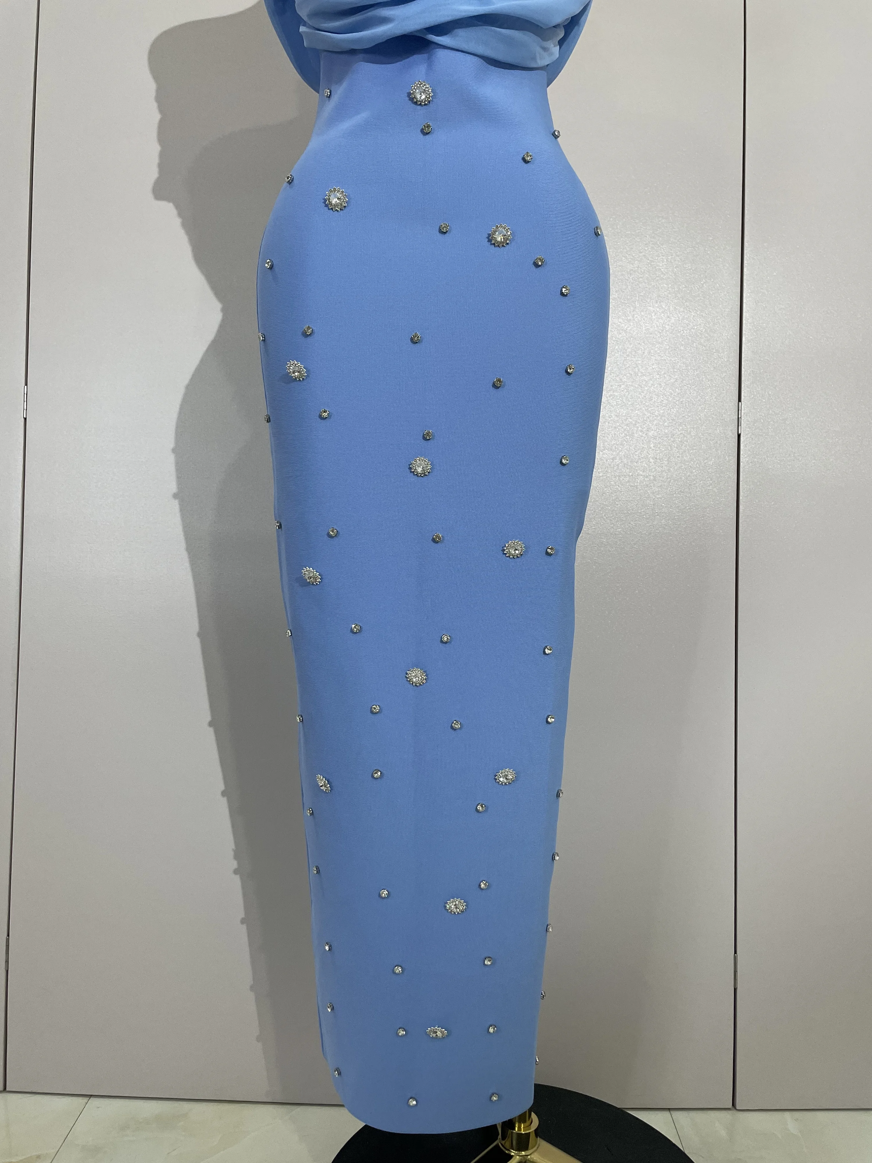 Shining คริสตัลเซ็กซี่ปิดไหล่ Bodycon BANDAGE ชุดยาวผู้หญิงฉลองวันเกิด Elegant Evening PARTY Club ชุด