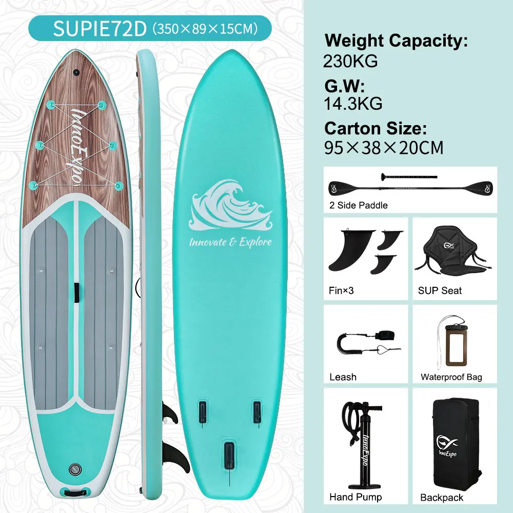 InnoExpo Aufblasbares Stand-Up-Paddleboard mit Zubehör, aufblasbares Paddelboard, Surf-SUP-Board, rutschfestes Wassersport-Paddleboard