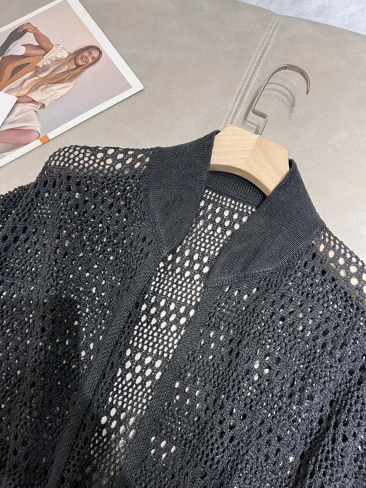 Primavera B * C Cardigan lungo in lino da donna maniche corte giacca Cardigan lavorata a maglia cava per abbigliamento donna femminile