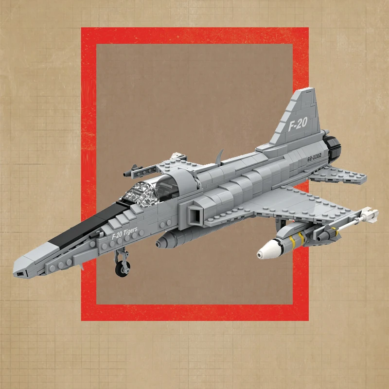 F-20 Lightweight Fighter Aircraft Model MOC Building Bricks War Equipment Modular Technology Gifts Holiday Assemble Toys Suit
