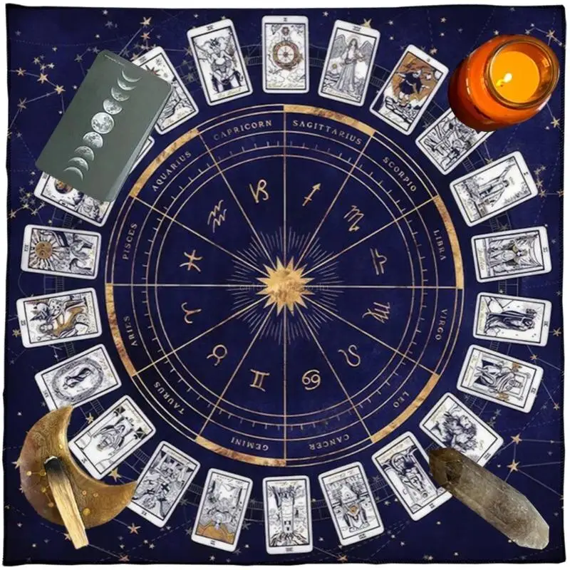 Table Cover Astrology Oracles Game Mat Square Shape Pendulum Altar Table Cloth GXMF