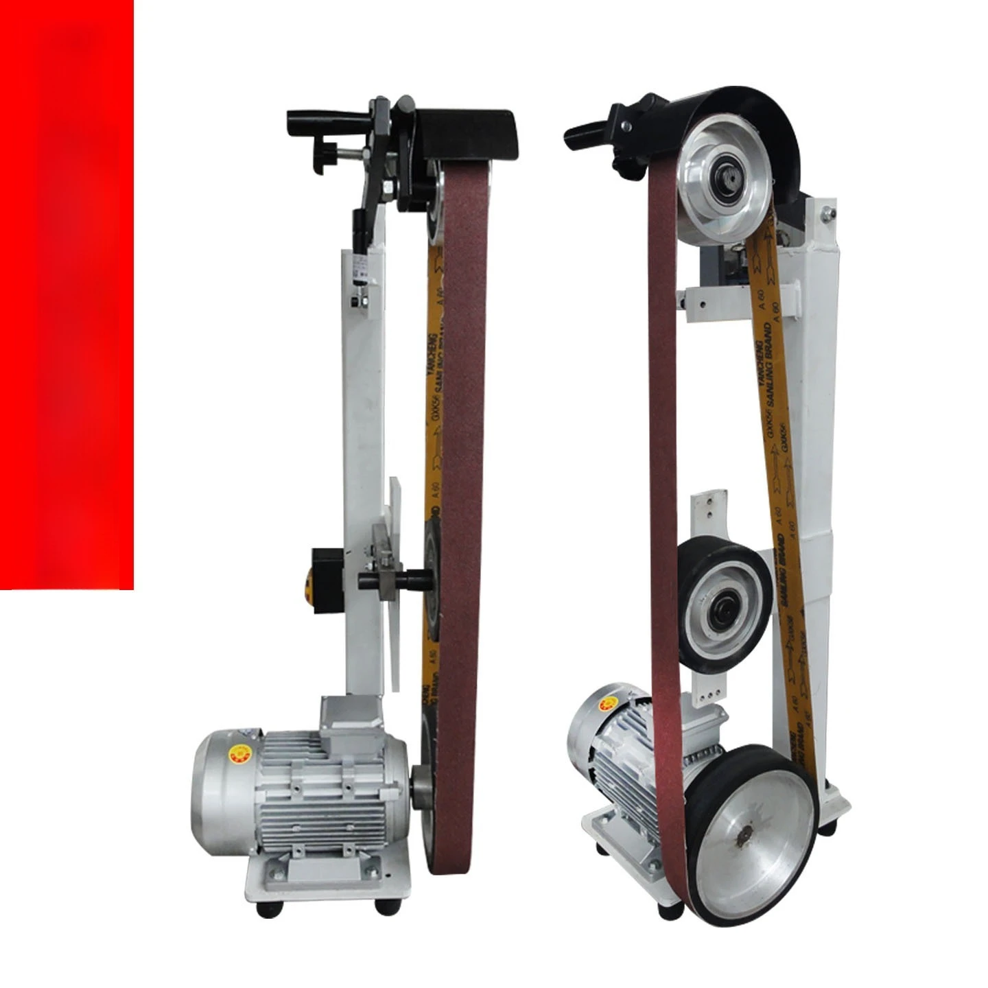 Extended Enlarged Vertical Sand Belt Polisher Rubber Wheel Grinding Machine For Metal Deburring Polishing
