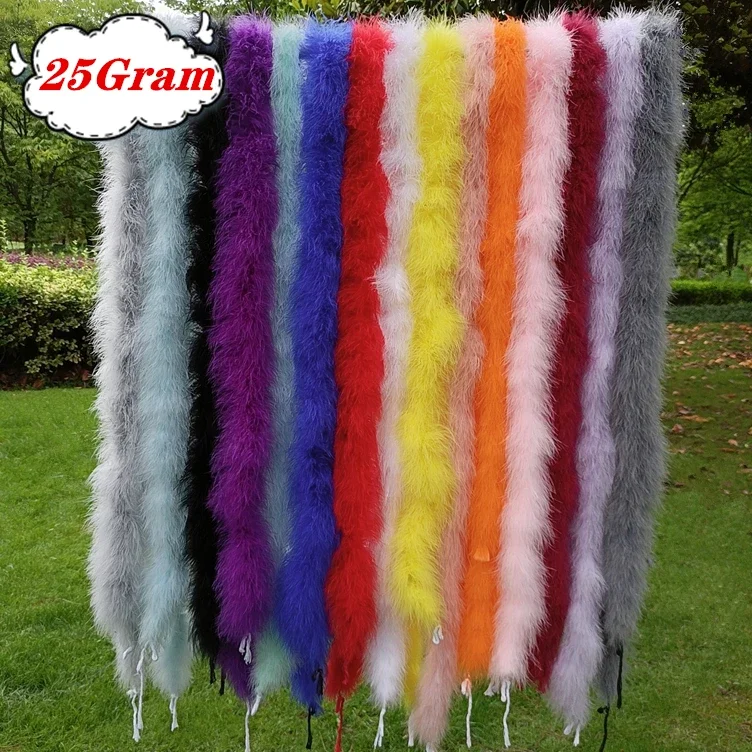 25Grams Thicken Turkey Marabou Feathers Boa Trim Soft Shawl Tassel Fringe Trim Scarf Costume Clothes Decor Crafts Plumes Wedding