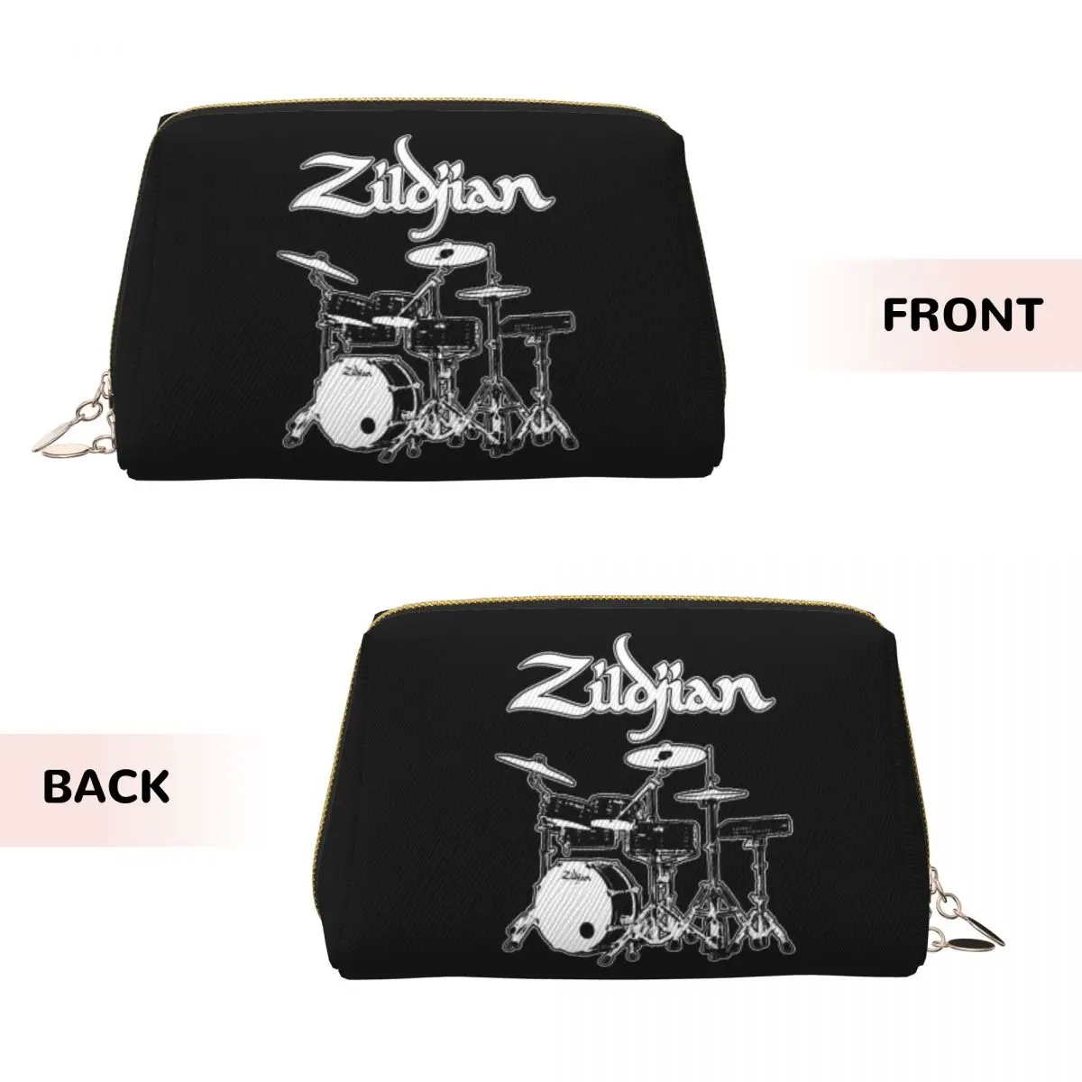 Zildjian Cymbals Drums Drummer Giutar Music Turkish Women Cosmetic Bag Travel Makeup Organizer Pouch Toiletry Storage
