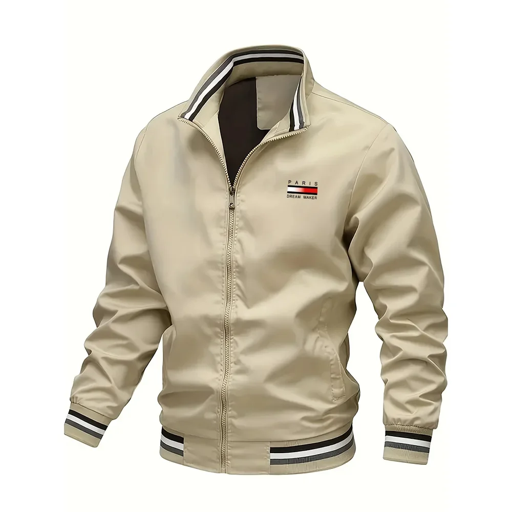 

Men's jacket - Large size spring-autumn stand-up collar zipper outdoor coat - Top baseball jacket - School uniform jacket - Men'