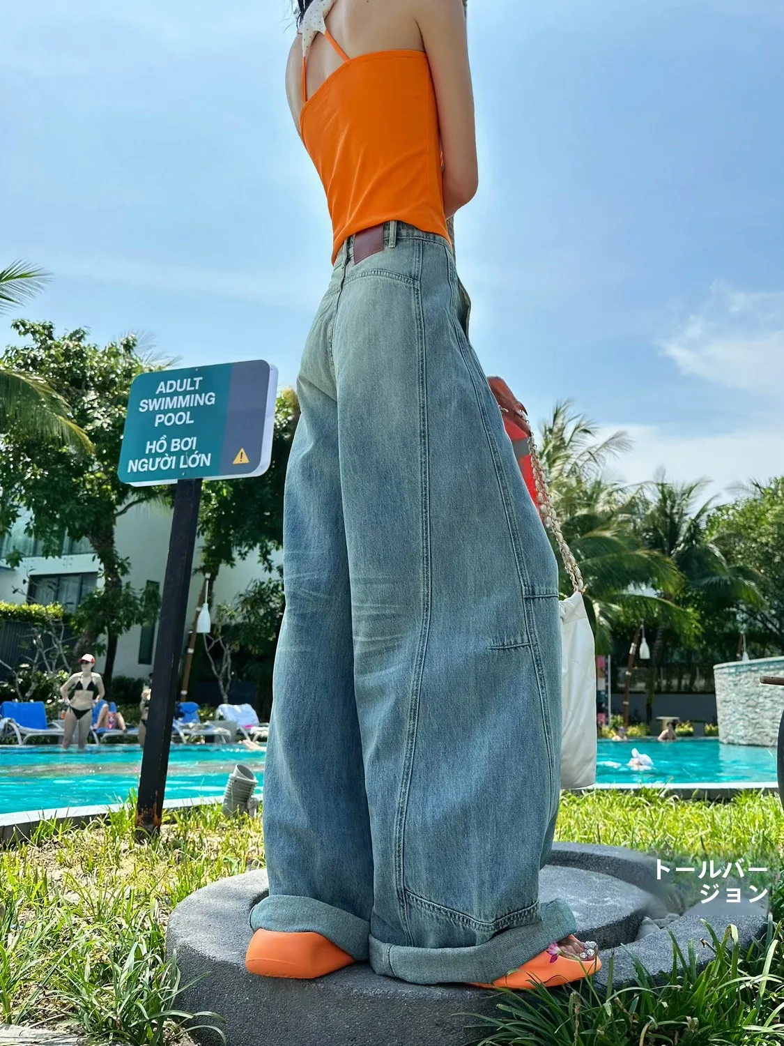 

Extended Length High Waist Wide Leg Jeans Women's Spring Summer Loose Fit Floor Length Knife American Retro Denim Pants