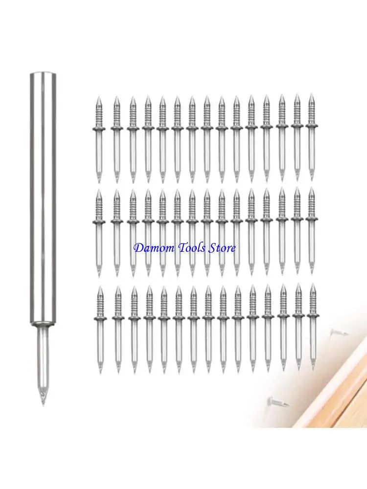 

57BE Traceless Nails Double Head Skirting Thread Nails Sheep Horn Nails for DIY