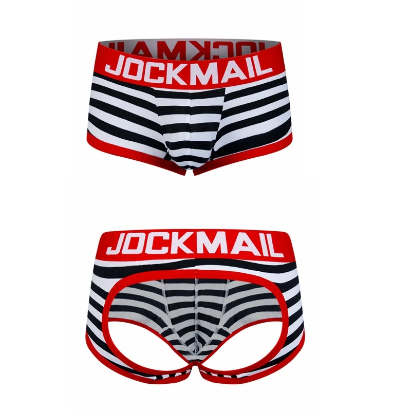 JOCKMAIL 브랜드 남성 속옷 복서 반바지, 백리스 엉덩이 코튼, 섹시한 오픈 백, 게이 남자 언더팬츠, 조크스트랩, 시시 트렁크