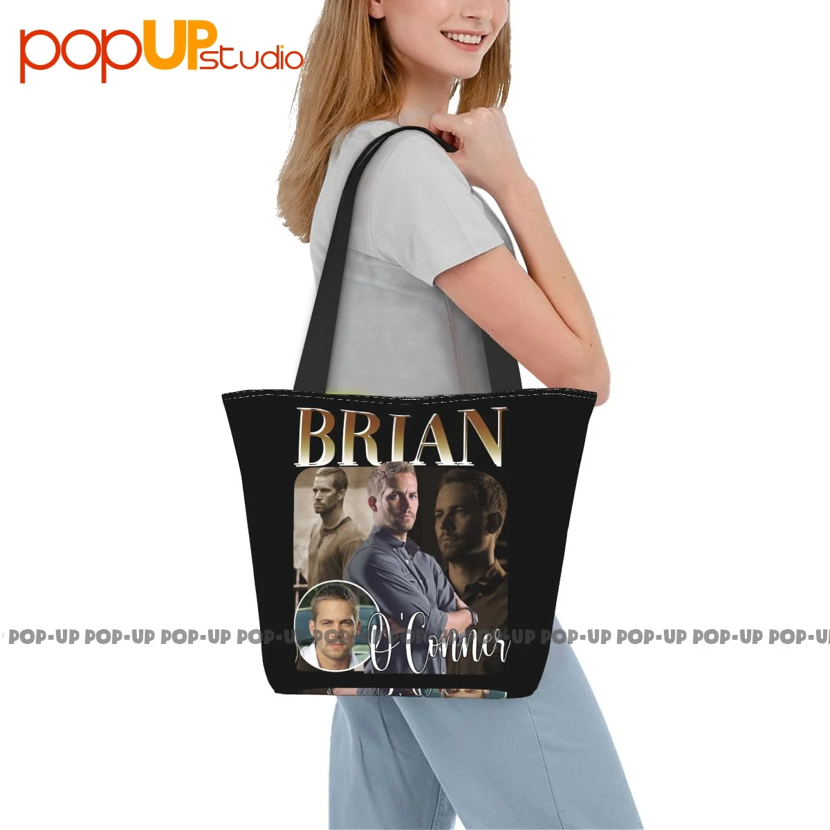 Brian O'Conner Fast And Furious Paul Walker Funny Handbags All-Match Shopping Bag Eco-Friendly