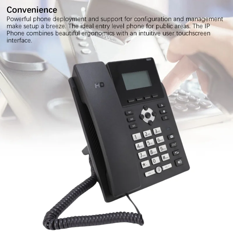 Contas VoIP de telefone IP Tela colorida de 2,4 polegadas Porta dupla Gigabit Ethernet Desktop Business Media Phone