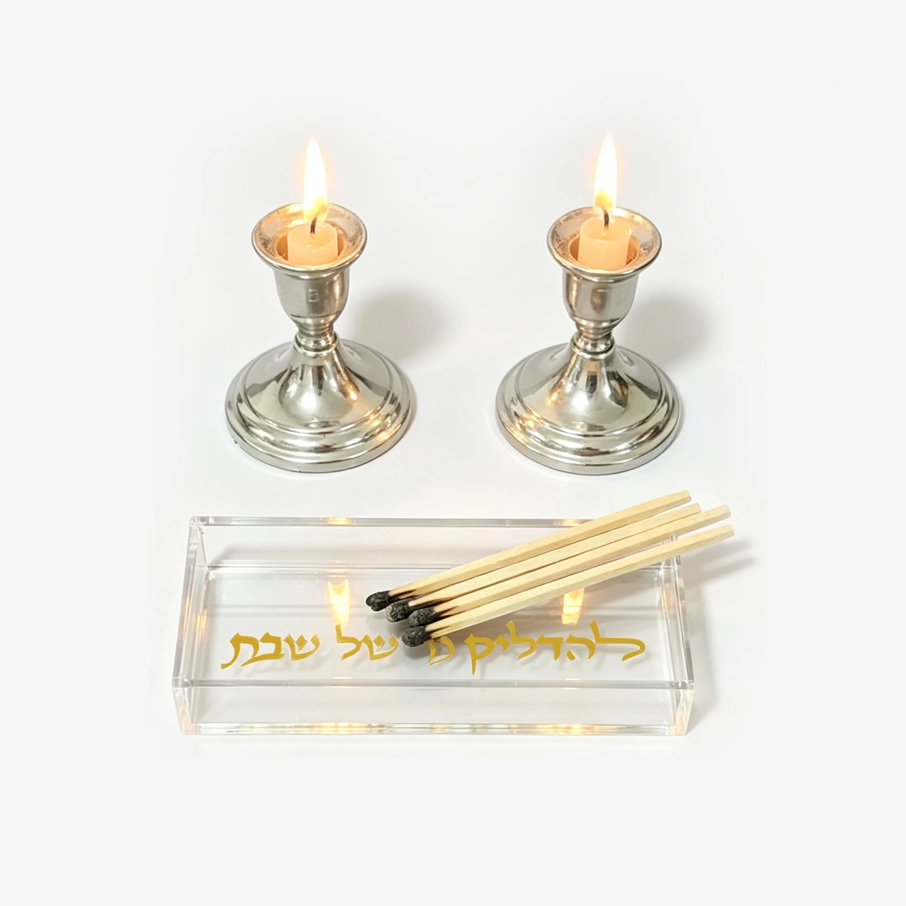 Judaica Transparent Acrylic Match Tray Bottom with Logo Desktop Lucite Heat-resistant Jewish Sabbath Match Tray Gift Box