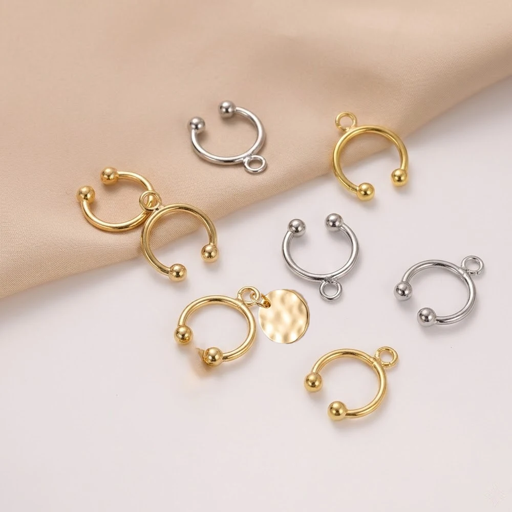 5 Stück/Set 18K Goldfarben Beschichtete Kupfer-Kugelohrringe mit Öse für DIY-Ohrringe, Fake-Knorpel-Ohrclips, Schmuckherstellung – Detail 2
