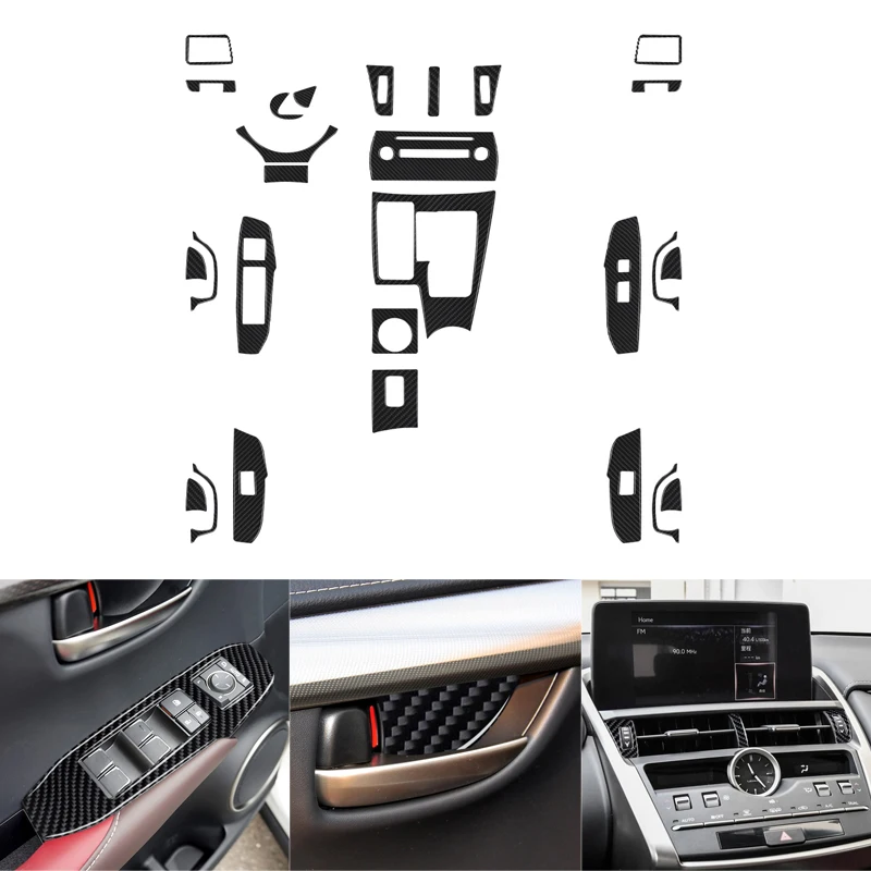 

Auto Carbon Fiber Black Protection Stickers For Lexus NX 2014 2015 2016 2017 2018 2019 Car Interior Decorative Accessories