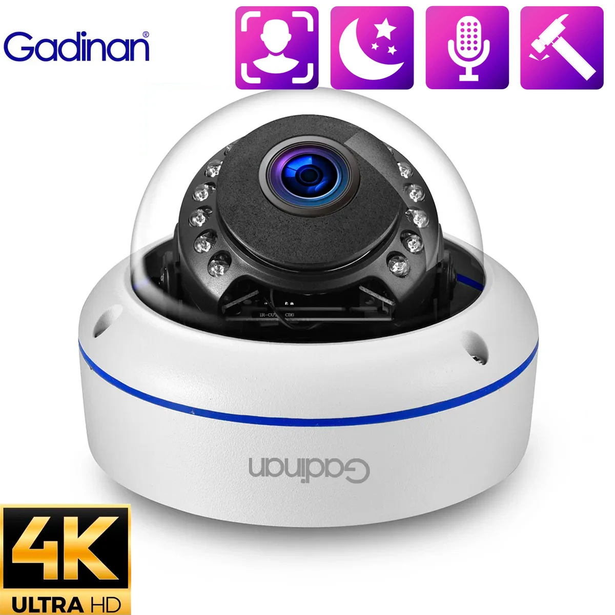 

Gadinan XMEYE Outdoor Face Detect Vandal-proof HD 4K IP Camera Audio IR Night Vision 8MP Motion Detection Security Monitoring