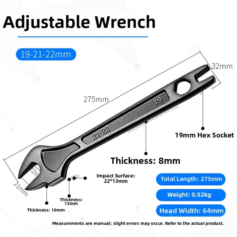 4-Piece Scaffolder's Wrench Set with Chrome Vanadium Steel Construction and Leather Cover with Belt Loop for Tool Protection