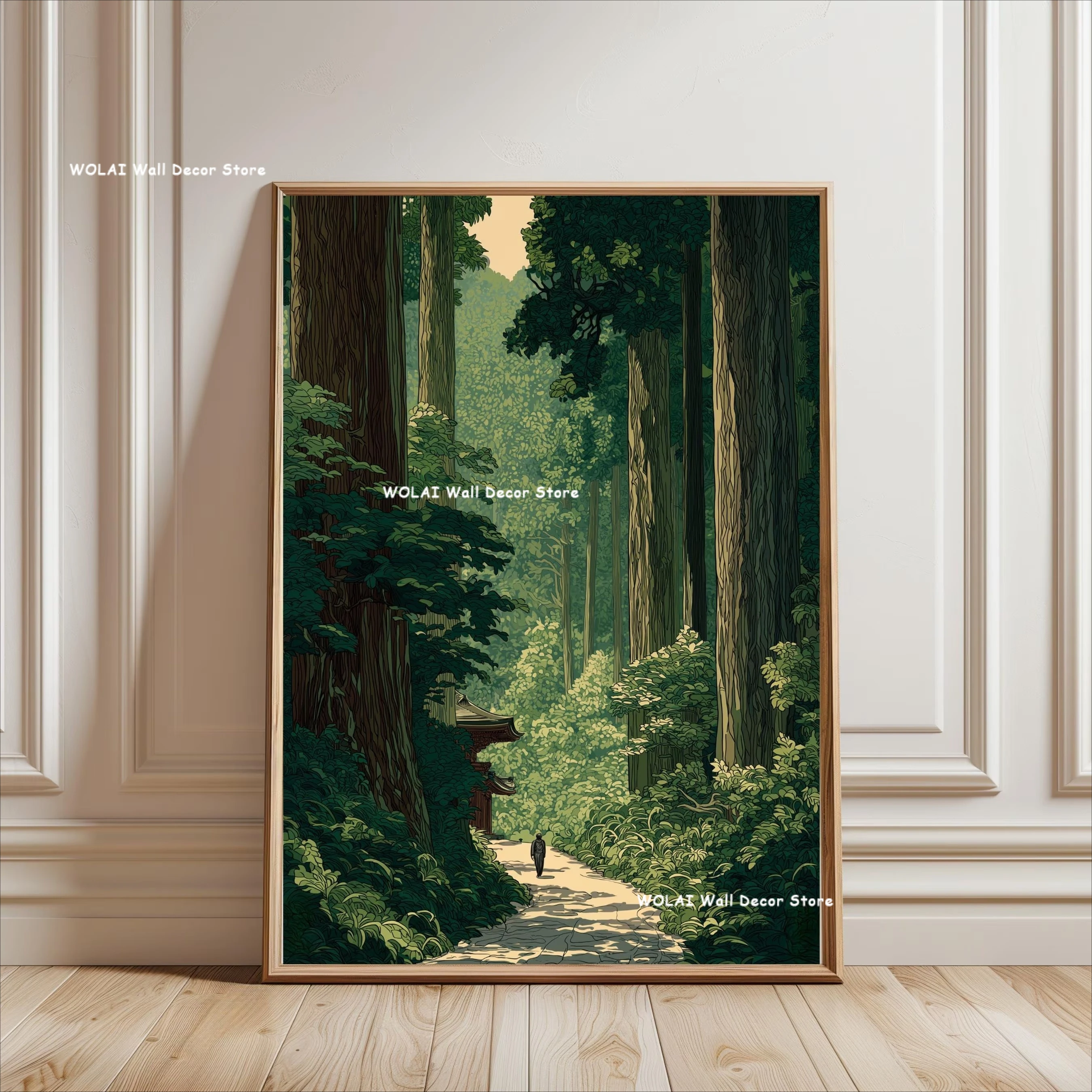 レトロな日本の森のキャンバスポスター、川瀬画海の「日光への道 - Home Decor Vietnam のレビューと価格