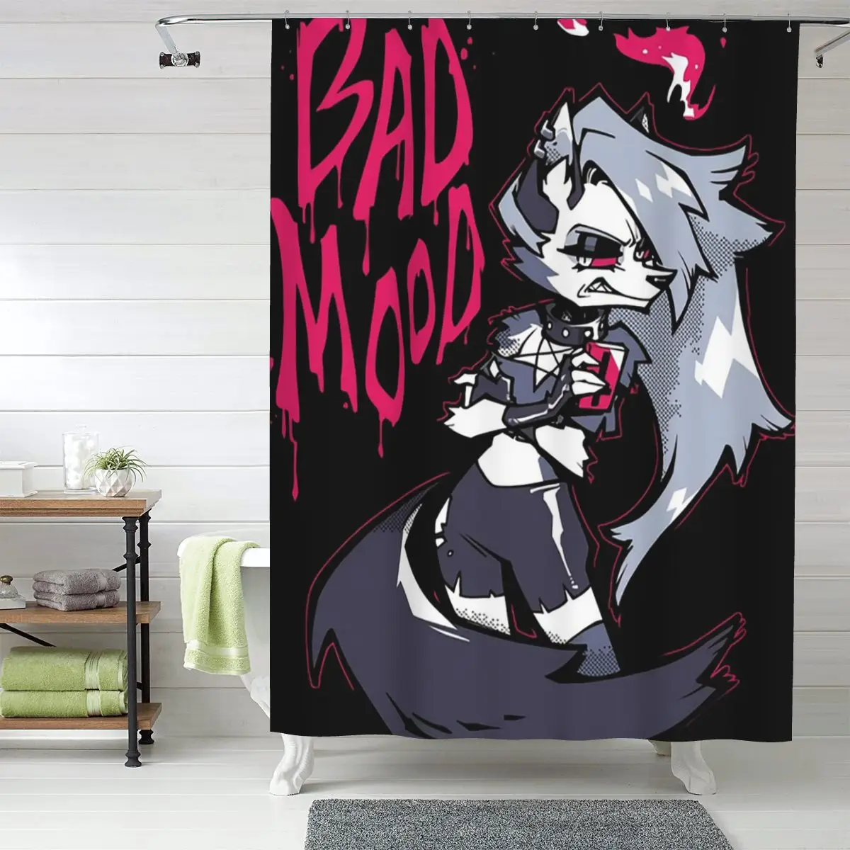 

Loona Collage Helluva Boss Anime Shower Curtain Bathroom Polyester Waterproof Bath Curtains with Hooks